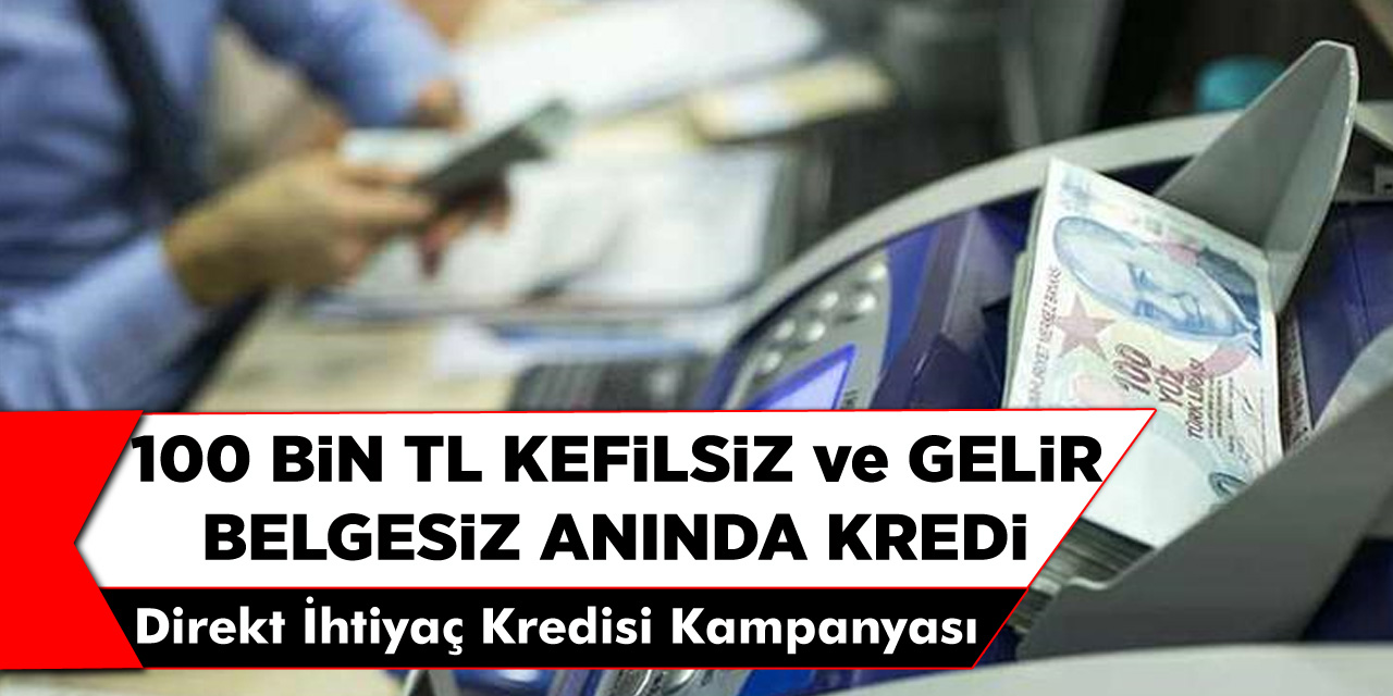 100 Bin TL Kefilsiz Gelir Belgesiz Anında Kredi Fırsatı! Direkt İhtiyaç Kredisi Müjdesi Geldi...