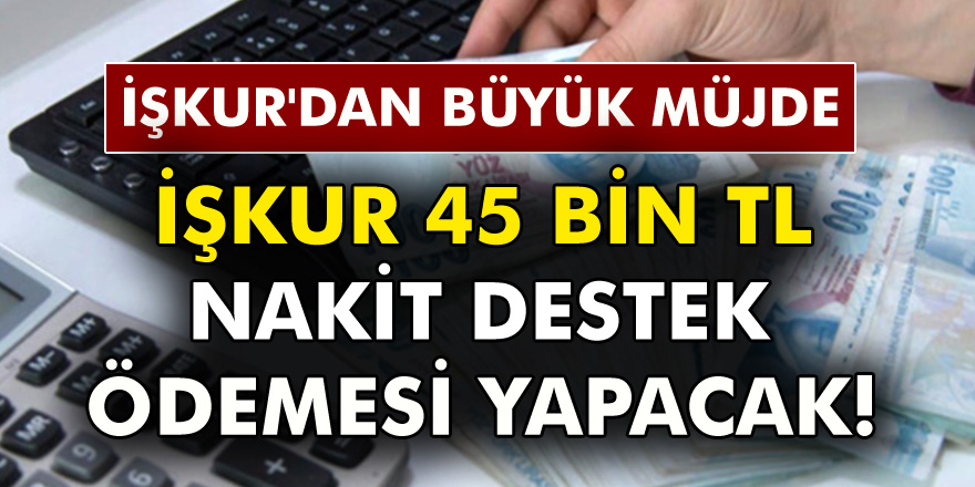 İŞKUR'dan Büyük Müjde! İŞKUR 45 Bin TL Nakit Ödeme Yapılacak...