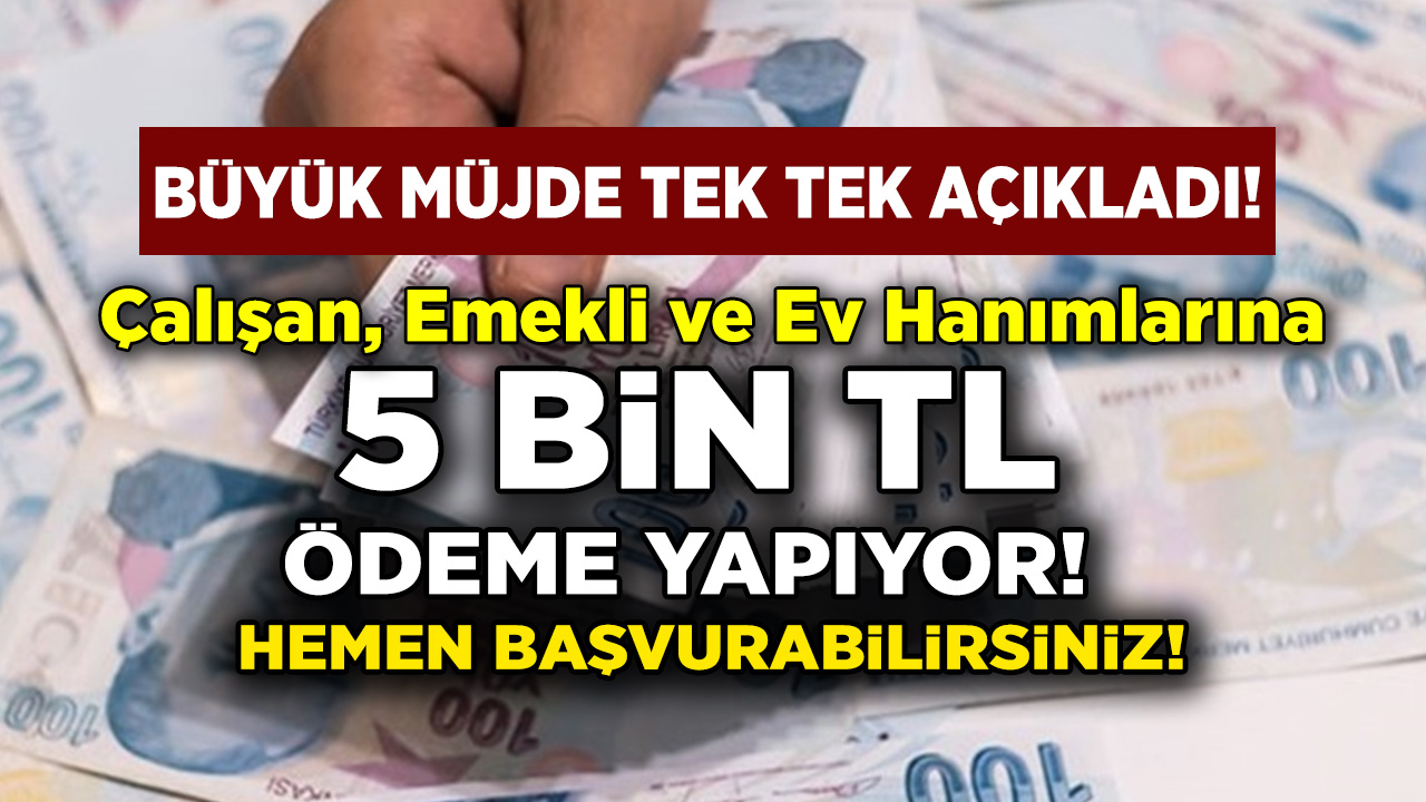 Nakit ihtiyacı olanların bekldiği destek müjdesi geldi! çalışan, emekli ve ev hanımlarına 5000 TL ödeme yapılacak...