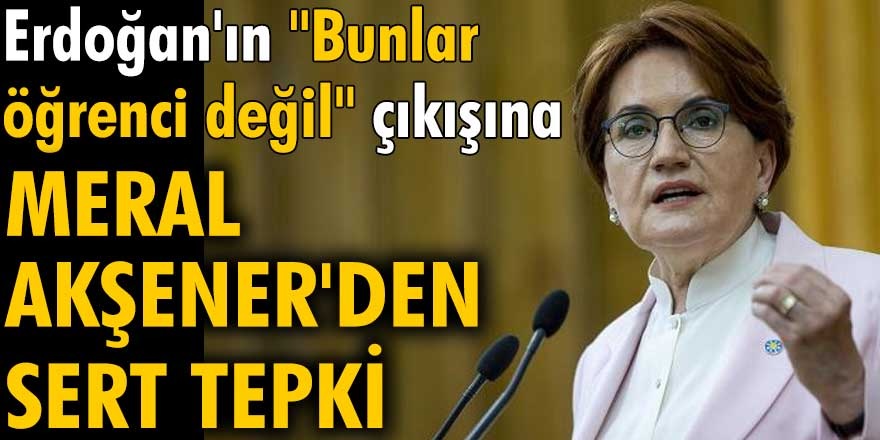 Cumhurbaşkanı Erdoğan'ın bunlar öğrenci değil sözleri Meral Akşener tarafından sert tepkiyle karşılandı!