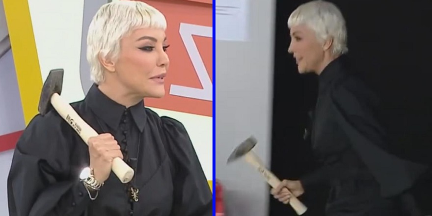 Eski manken Deniz Akkaya'nın, sunuculuk yaptığı kanaldaki camları kırdığı ileri sürüldü! Deniz Akkaya programa çekiçle çıktı...