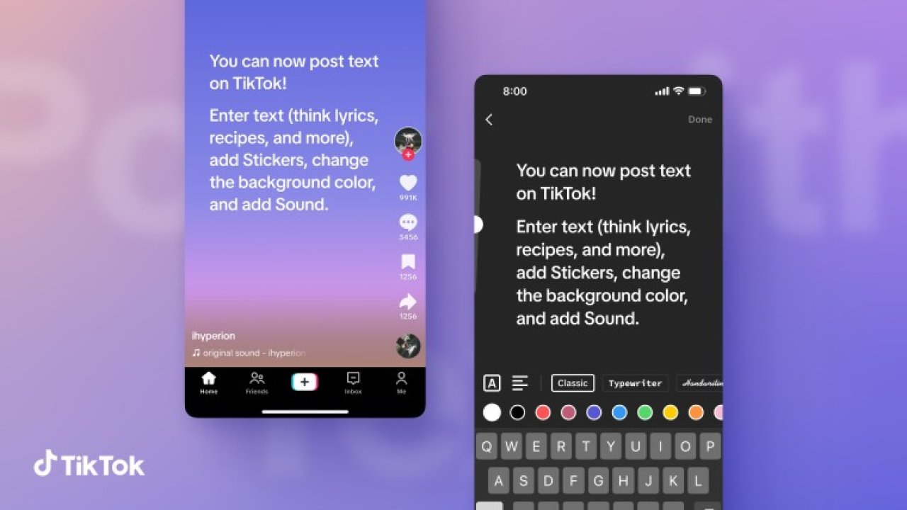 TikTok metin gönderileri için yeni formatını başlattı