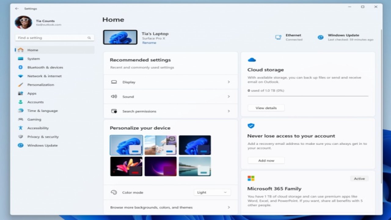 Windows 11 yeni bir ayarlar sayfasına ve yedekleme uygulamasına sahip olacak